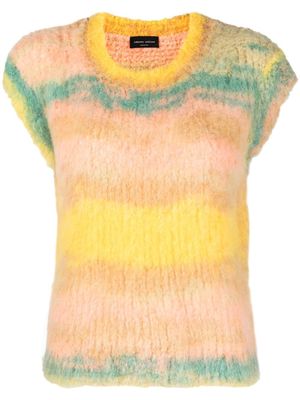 Roberto Collina striped knit short-sleeve top - Yellow