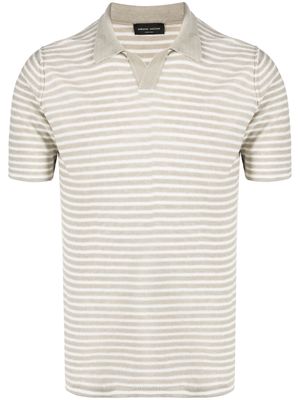 Roberto Collina striped linen polo shirt - Neutrals