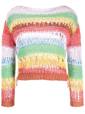 Roberto Collina striped open-knit jumper - Green