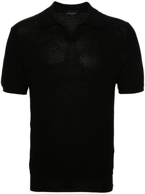 Roberto Collina textured cotton polo shirt - Black