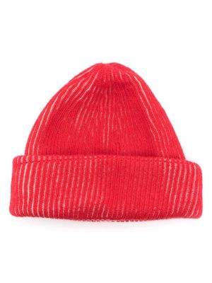 Roberto Collina two-tone ribbed-knit beanie - Red