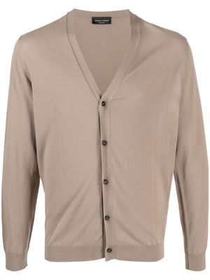 Roberto Collina V-neck buttoned cotton cardigan - Grey