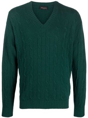 Roberto Collina V-neck cable-knit jumper - Green