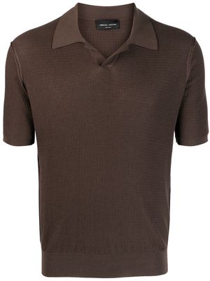 Roberto Collina V-neck cotton polo shirt - Brown
