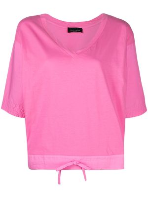 Roberto Collina V-neck drawstring-waist cotton T-shirt - Pink