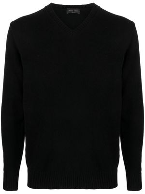 Roberto Collina V-neck merino-wool jumper - Black