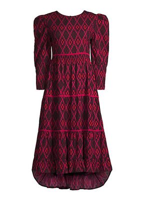 Robin Geometric-Print Cotton Midi-Dress