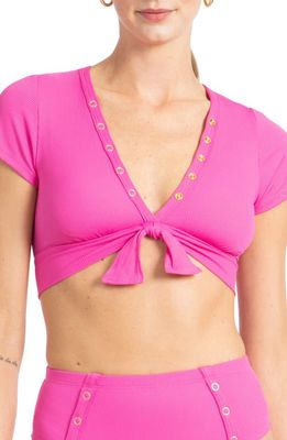 Robin Piccone Amy Crop Bikini Top in Rosy