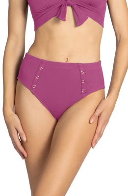 Robin Piccone Amy High Waist Bikini Bottoms in Lotus 