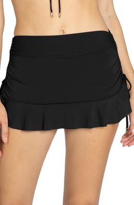 Robin Piccone Aubrey Ruched Cover-Up Miniskirt in Black