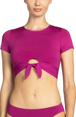 Robin Piccone Ava Knot Front Tee Bikini Top in Acai