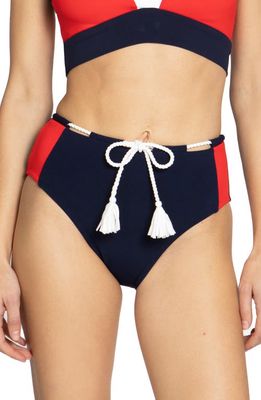 Robin Piccone Babe High Waist Bikini Bottoms in Navy Combo 