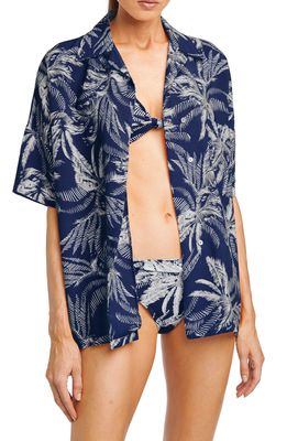 Robin Piccone Chandy Oversize Cover-Up Shirt in Ink