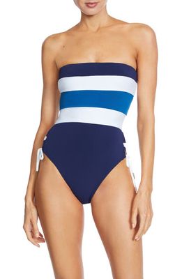 Robin Piccone Emma Colorblock Side Lace-Up One-Piece Swimsuit in Safire Combo