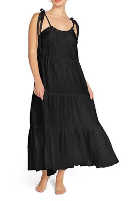 Robin Piccone Fiona Tie Shoulder Cover-Up Dress in Black