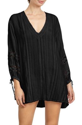Robin Piccone Jo Long Sleeve Cover-Up Tunic in Black