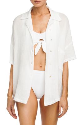 Robin Piccone Oversize Cover-Up Shirt in White