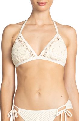 Robin Piccone Pua Floral Triangle Bikini Top in Ecru