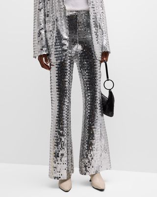 Robo Sequined High-Rise Wide-Leg Pants