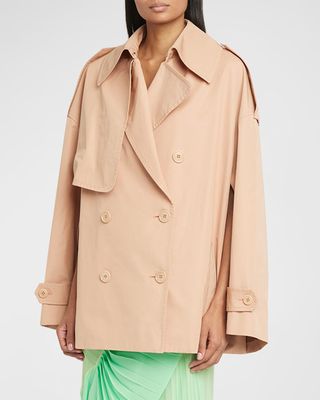 Roby Short Trench Coat with Cape Back