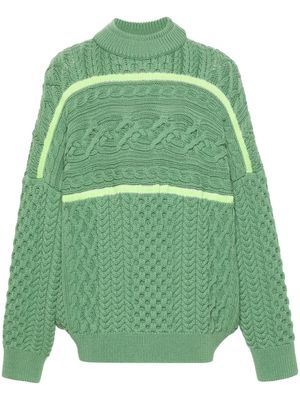 Robyn Lynch stripe-detailing Aran-knit jumper - Green