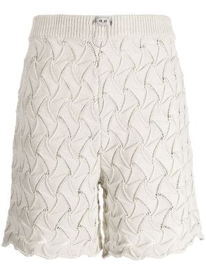 Robyn Lynch wave-pattern drawstring cotton shorts - Grey