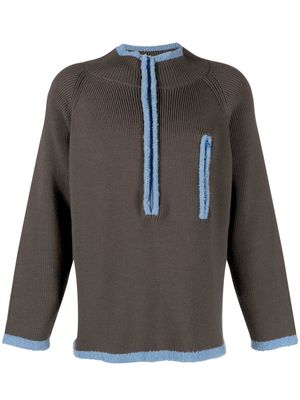 Robyn Lynch zip-front knitted jumper - Brown