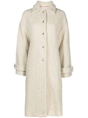Rochas bouclé-knit single-breasted coat - Neutrals