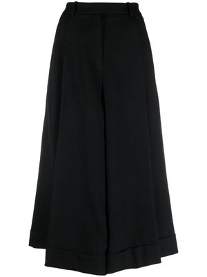 Rochas cropped virgin-wool trousers - Black