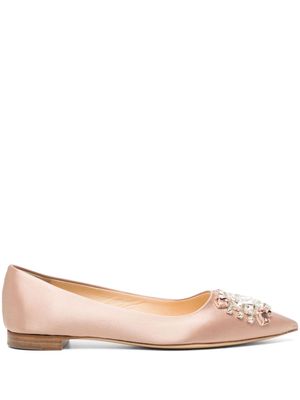Rochas crystal-embellished satin ballerina shoes - Pink