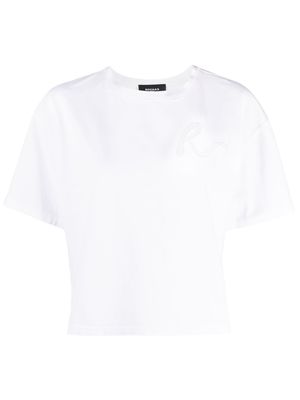 Rochas cut-out logo cropped T-shirt - White