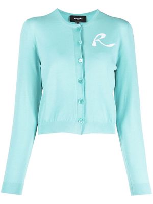 Rochas embroidered-logo button-up cardigan - Green