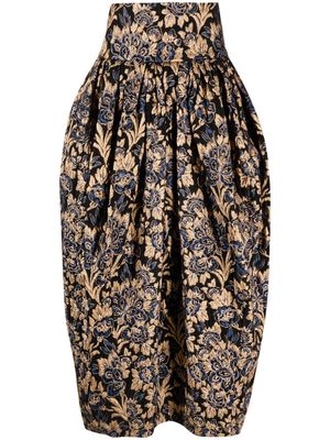 Rochas floral-jacquard maxi skirt - Black