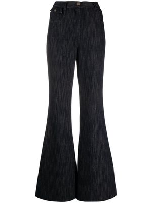 Rochas high-waisted mélange flared trousers - Blue