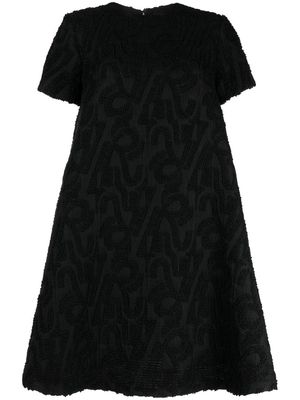 Rochas jacquard-pattern short-sleeved shift dress - Black