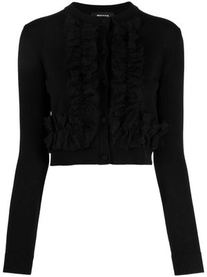 Rochas lace-trim virgin wool-blend cardigan - Black