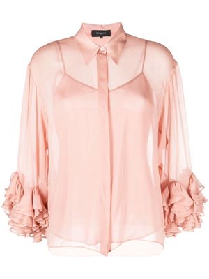 Rochas layered ruffled silk shirt - Pink
