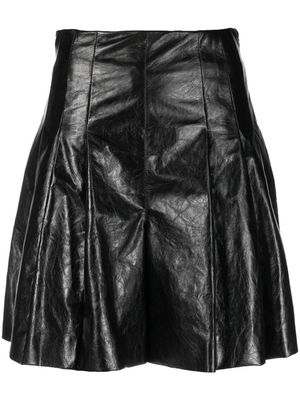 Rochas leather pleated miniskirt - Black