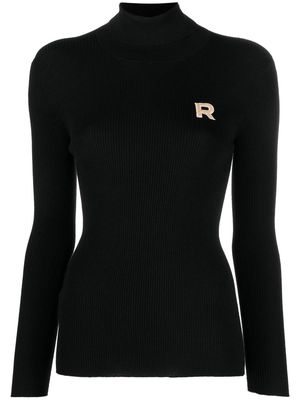 Rochas logo-patch roll-neck jumper - Black