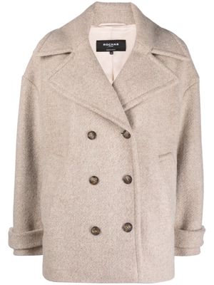 Rochas notched-lapels brushed-effect peacoat - Neutrals
