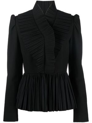 Rochas pleat-detail trim jacket - Black