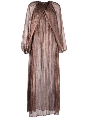 Rochas pleated silk maxi dress - Brown