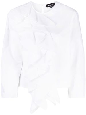 Rochas ruffle-detail cotton top - White