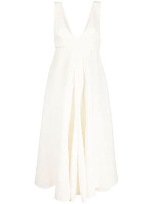 Rochas sleeveless V-neck midi dress - White