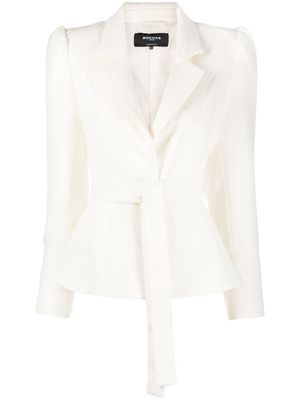 Rochas tied-waist puff-sleeve blazer - White