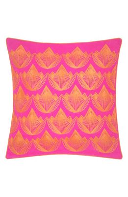 Rochelle Porter Lotus Cotton Accent Pillow in Orange/Magenta