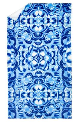 Rochelle Porter Whirled Abstract Print Cotton Beach Towel in Blue