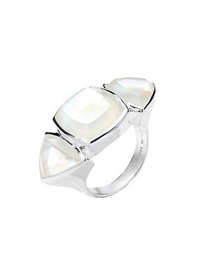Rock Candy Large Mixed-Cut Cushion & Trillion Sterling Silver & Doublet Ring
