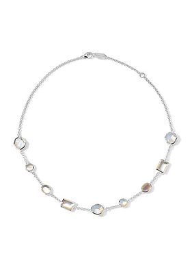 Rock Candy Mixed-Cut Sterling Silver, Rock Crystal & Mother-Of-Pearl Doublet Station Necklace