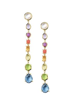 Rock Candy Small 8-Stone Summer Rainbow 18K Yellow Gold & Multi-Stone Linear Drop Earrings